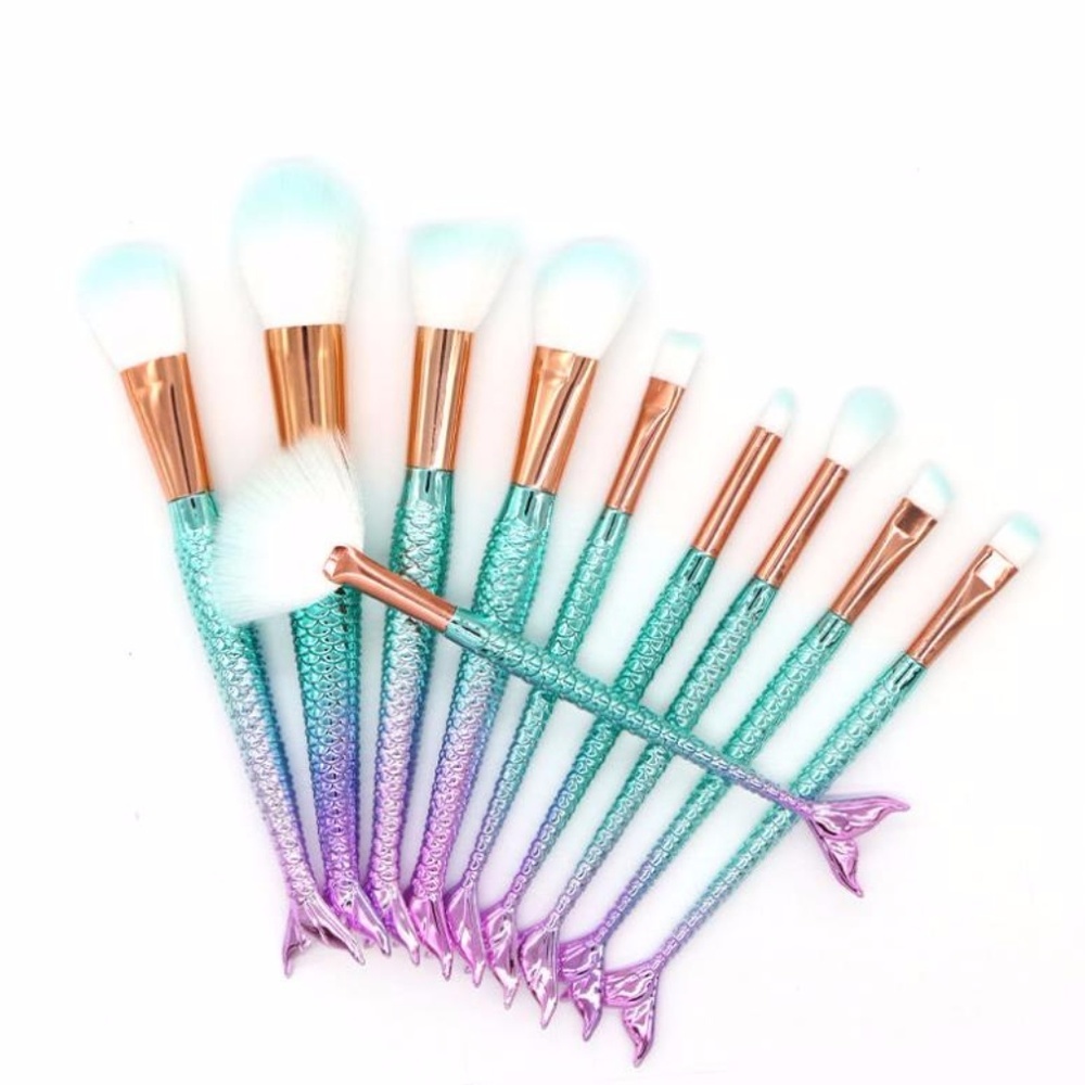 NEW 10 pc Mermaid Makeup Brush Set - Picture 2 of 4